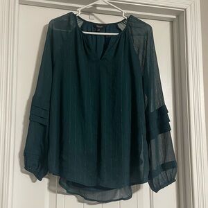 Elegant Sheer Dark Green Vera Wang Blouse